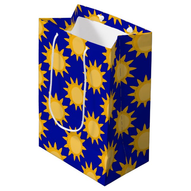 Solsken Sol Mönsterdesign På Blå  (Framsidan Vinklad)