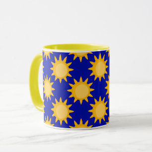 Solsken Sol Mönsterdesign På Blå Mugg