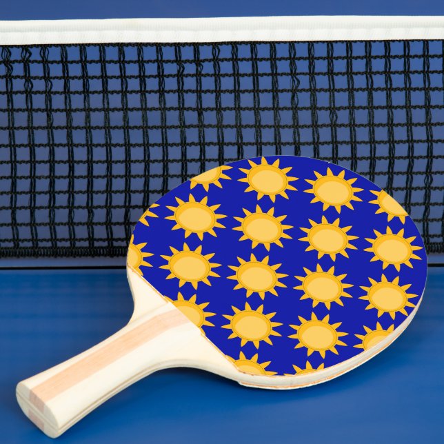 Solsken Sol Mönsterdesign På Blå  Pingisracket (Insitu)