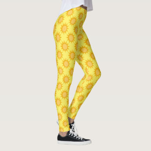 Solsken Sol Mönsterdesign På Gul Leggings