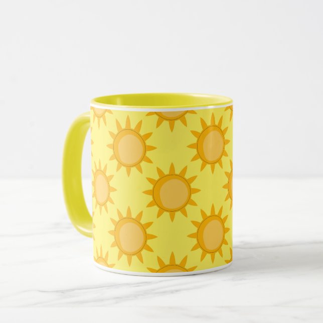 Solsken Sol Mönsterdesign På Gul  Mugg (Framsida vänster)