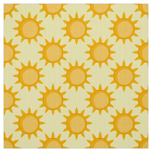 Solsken Sol Mönsterdesign På Gul  Tyg (Provkarta)