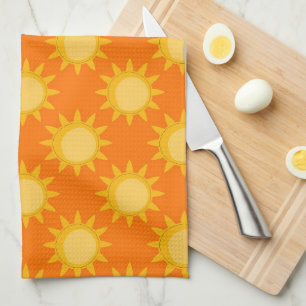 Solsken Sol Mönsterdesign på Orange Kökshandduk