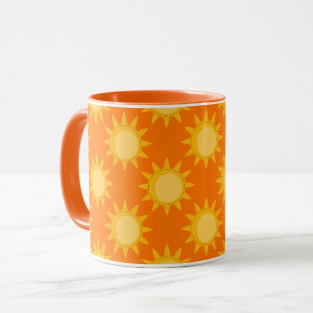 Solsken Sol Mönsterdesign På Orange  Mugg (Framsida vänster)