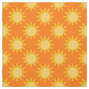 Solsken Sol Mönsterdesign På Orange  Tyg
