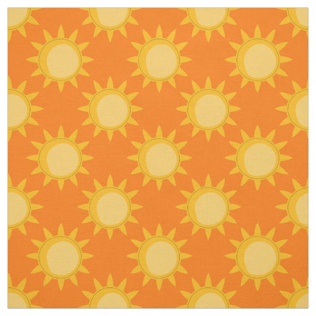 Solsken Sol Mönsterdesign På Orange  Tyg (Provkarta)