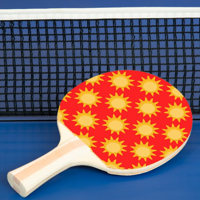 Solsken Sol Mönsterdesign På Röd Pingisracket (Insitu)