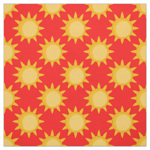Solsken Sol Mönsterdesign På Röd Tyg