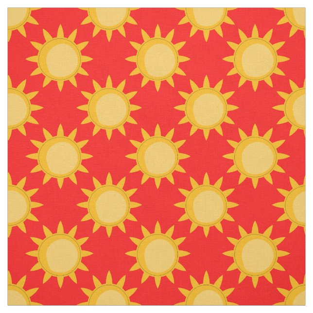 Solsken Sol Mönsterdesign På Röd Tyg (Provkarta)