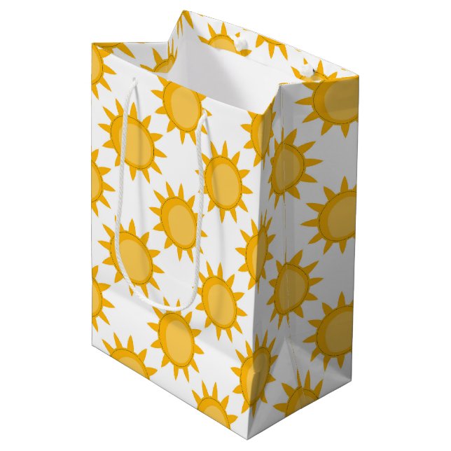 Solsken Sol Mönsterdesign på vit  (Framsidan Vinklad)