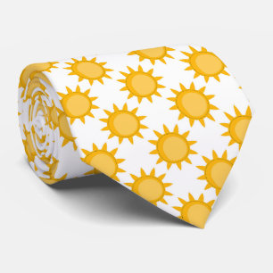 Solsken Sol Mönsterdesign på vit Slips