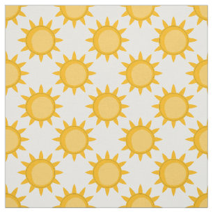 Solsken Sol Mönsterdesign på vit  Tyg