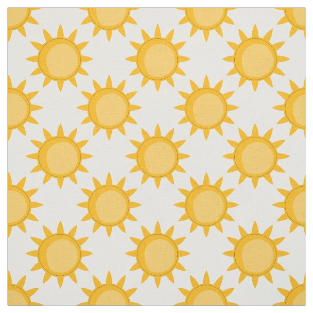 Solsken Sol Mönsterdesign på vit  Tyg (Provkarta)