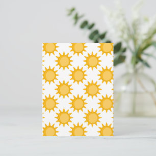 Solsken Sol Mönsterdesign på vit Vykort
