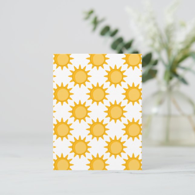 Solsken Sol Mönsterdesign på vit Vykort (Stående Fram)