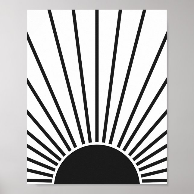 Solsken sol Soluppgång, svart och vit Abstrakt Poster (Framsidan)