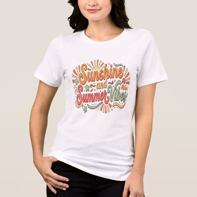 Solsken Sommar Vibbar Retro Gott Feeling T Shirt (Framsida)