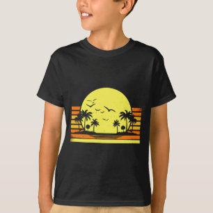 Solsken sommar vibbar retro palmträd strand t shirt