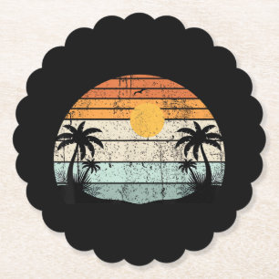 Solsken Sommar Vibes Palmträd Strand Retro Tropi Underlägg Papper