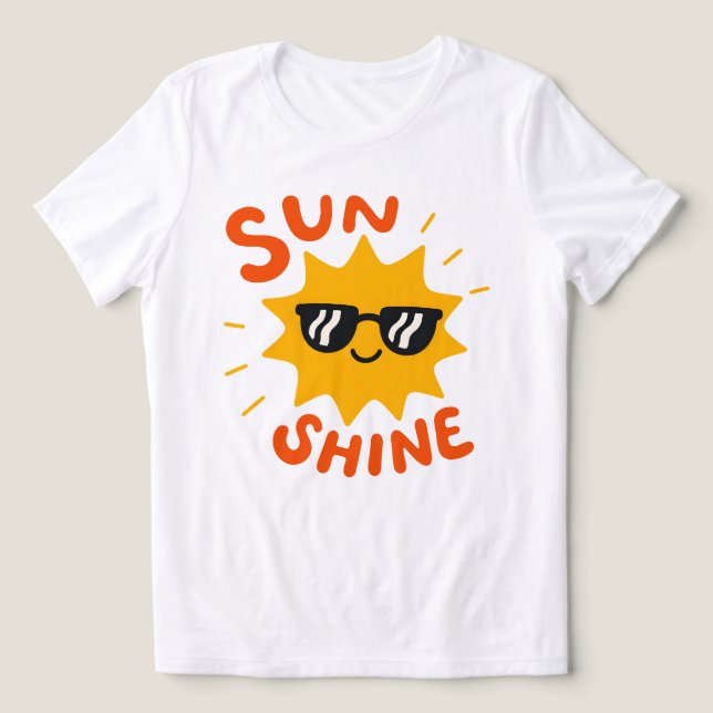 Solsken Söt Glad Sol med Solglasögon Retro  T Shirt (Design Framsida)