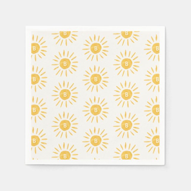 solsken Vattenfärg sol första födelsedag Pappersservett (Framsidan)
