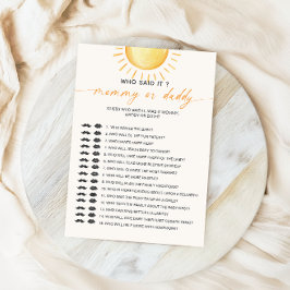 Solsken Vem sa det Mamma Pappa Baby Shower Spel Inbjudningar