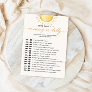 Solsken Vem sa det Mamma Pappa Baby Shower Spel Inbjudningar