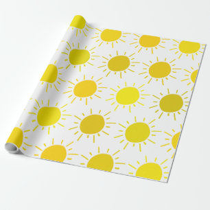 Solsken Whimsical Gul Sol Födelsedagsfest Presentpapper