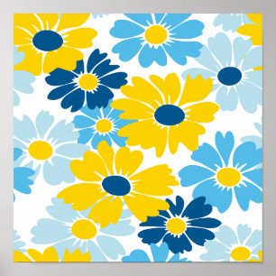 Solskenbar Daisy för Blå himmel-blooming Poster