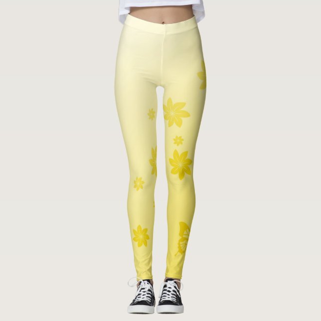 Solskenet blommar n-fjärilar leggings (Framsida)