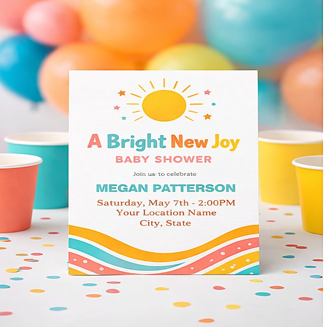 Solskens Baby Shower Inbjudan | Ljus Modern (Skapare uppladdad)