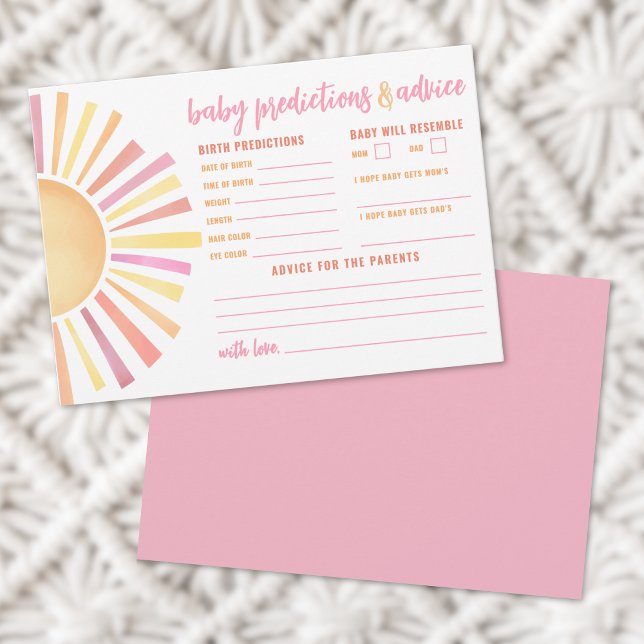 Solskens Råd Prognos Kort Solig Baby Shower (Sunshine Advice Predictions Card Sun Baby Shower )