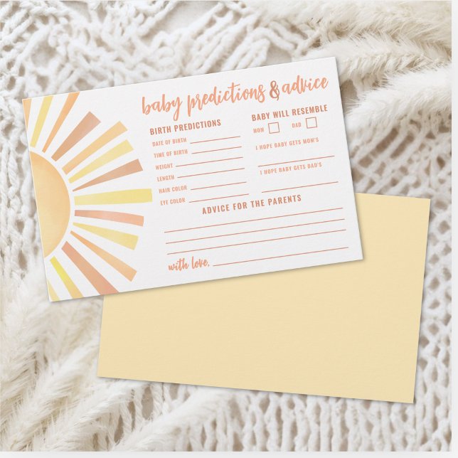 Solskens Råd Prognos Kort Solig Bebis Shower (Sunshine Advice Predictions Card Sun Baby Shower )