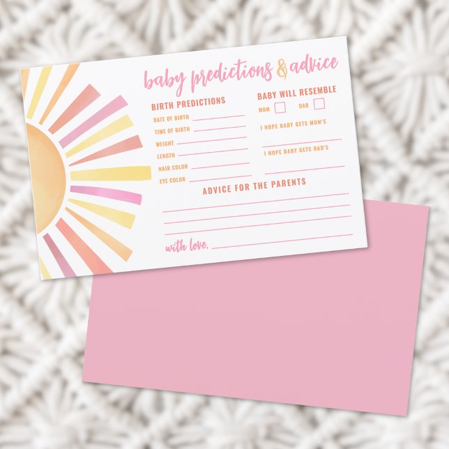 Solskens Råd Prognos Kort Solig Bebis Shower (Sunshine Advice Predictions Card Sun Baby Shower)