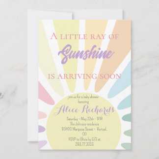 Solskensbabyskor Boho Retro Rosa Baby Shower Inbjudningar