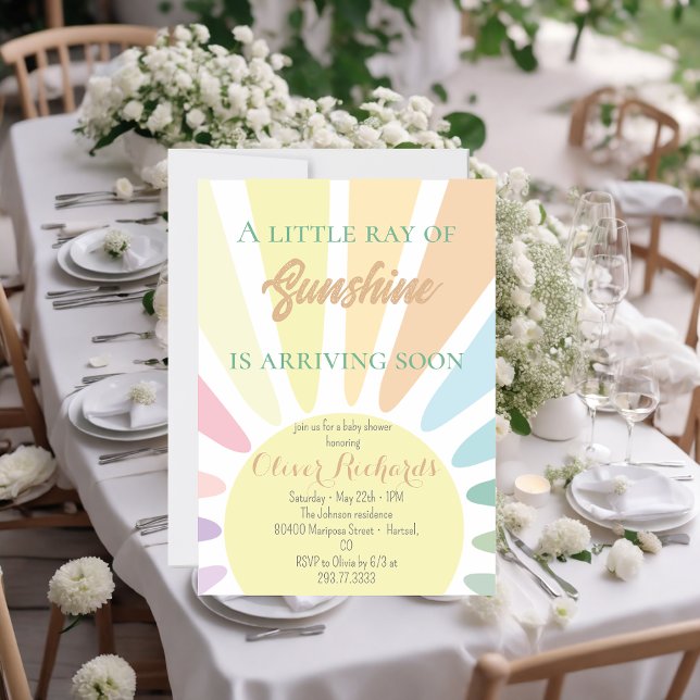 Solskensbabyskor Boho Retro Rosa Baby Shower Inbjudningar (Skapare uppladdad)