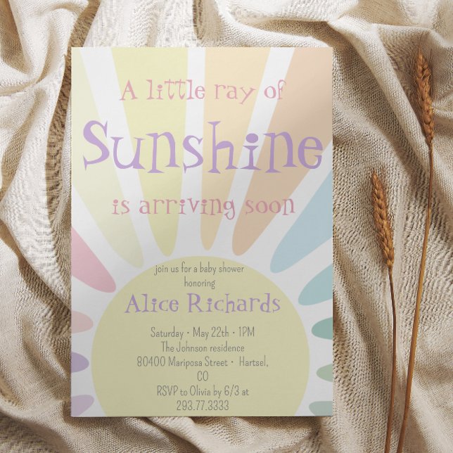 Solskensbabyskor Boho Retro Rosa Baby Shower Inbjudningar (Skapare uppladdad)