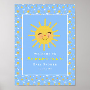 Solskensbabyskor för blå himmel-leende Gult Poster