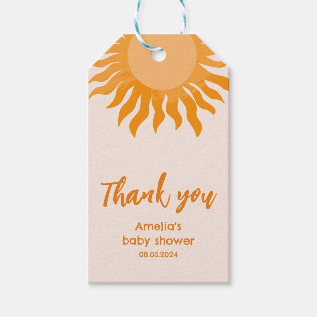 Solskensbabyskor här Kom Son Gult Sol Presentetikett (Framsidan)