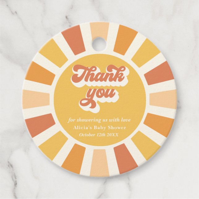 Solskensbabyskor här Kom Son-Gulten rasar Gåvor Etiketter (Framsida)