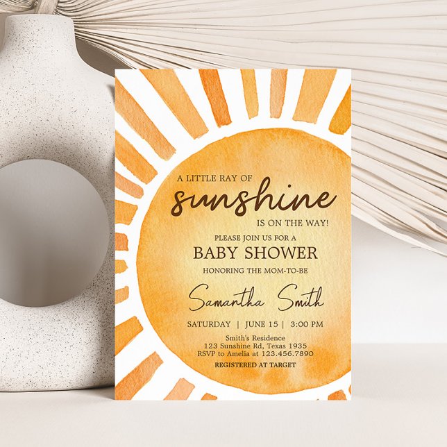 Solskensbabyskor Inbjudningar (A Little Ray of Sunshine Baby Shower Invitation)