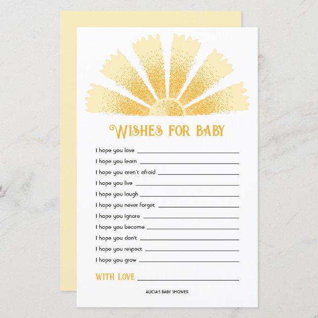 Solskensbabyskor Önskemål för Baby (Fram/baksida)