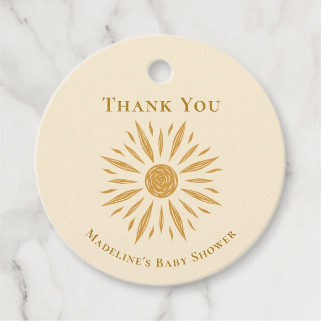 Solskensbabyskor, Tack Märkre Gåvor Etiketter (Framsida)