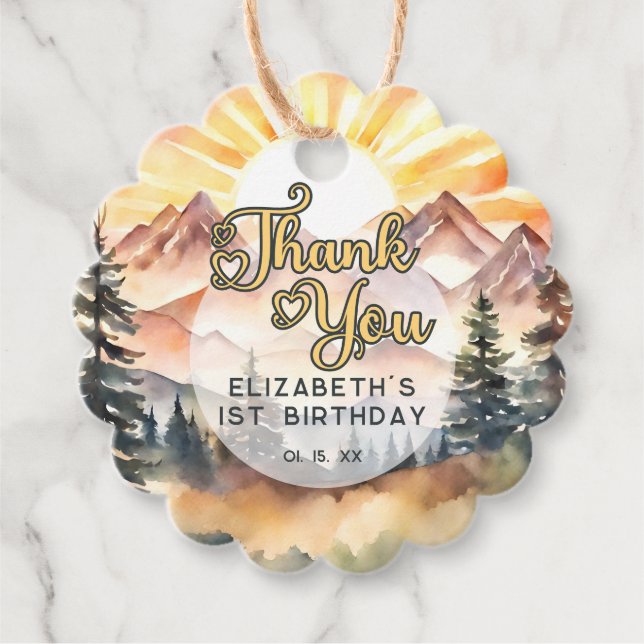 Solskensbergens Födelsedagsfest Tack Gåvor Etiketter (Framsida)