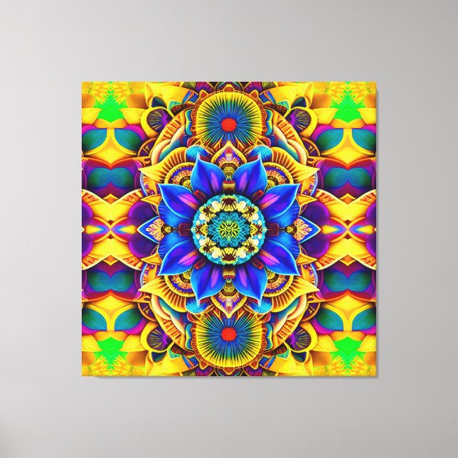Solskensblå accentmandala canvastryck (Framsida)