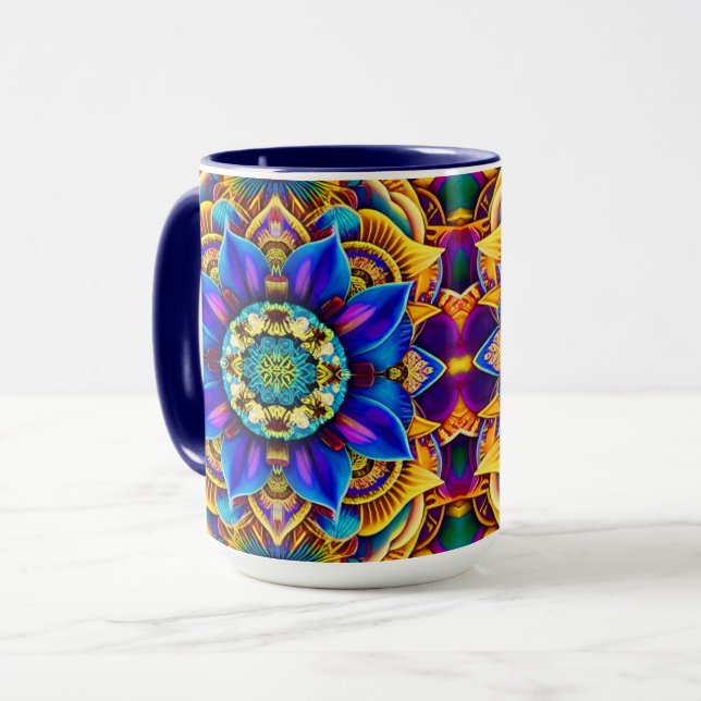 Solskensblå Mandala  Mugg (Framsida vänster)