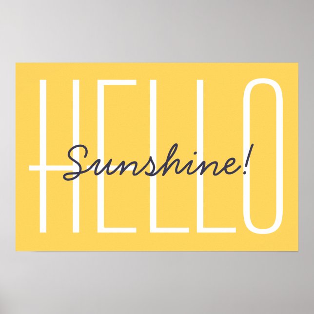 Solskenscitat Ljust Gul Minimalistisk Hej Poster (Framsidan)