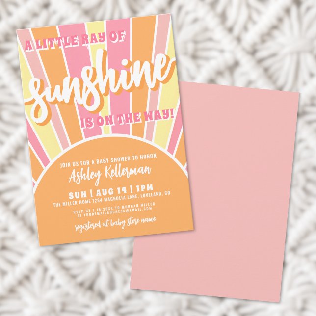 Solskensfärgade återkörer för barn i Sol Inbjudningar (Sunshine Retro Bright Sun Baby Shower Invitation)