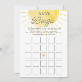 Solskensfärgat Baby Bingo-kort Inbjudningar
