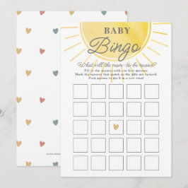Solskensfärgat Baby Bingo-kort Inbjudningar